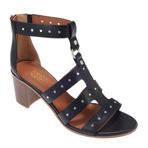 Franco Sarto Shoes Women 7.5M Black Harrington Studded Leather Gladiator Sandal